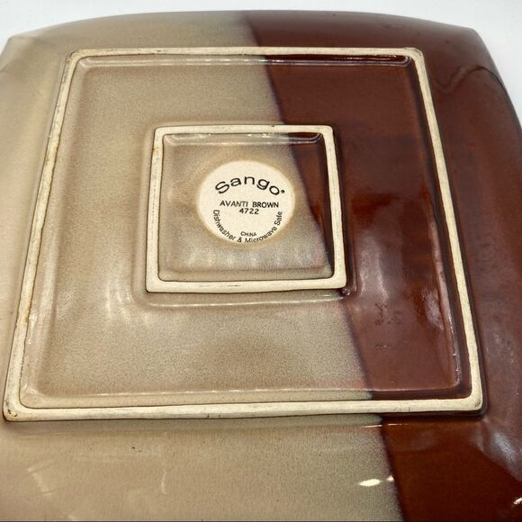 - 3 SANGO AVANTI BROWN Square Large‎ dinner Plates - Picture 4 of 15